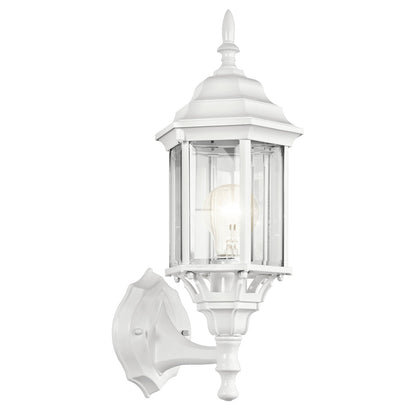 Kichler Chesapeake 17in 1-Light Outdoor Wall Sconce | Traditional White and Clear Beveled Glass | Covered Patios & Entryways | Model 49255WH