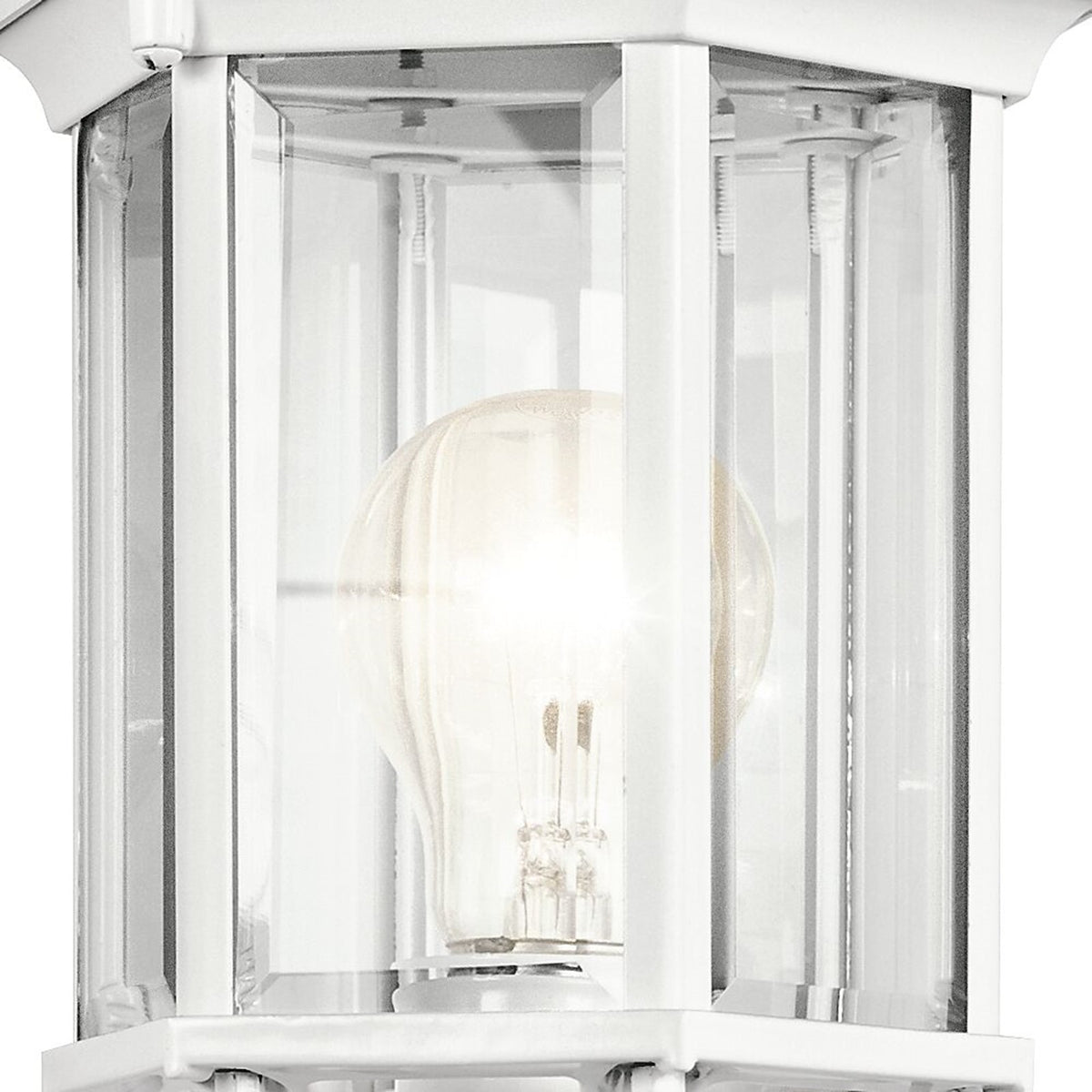 Kichler Chesapeake 17in 1-Light Outdoor Wall Sconce | Traditional White and Clear Beveled Glass | Covered Patios & Entryways | Model 49255WH