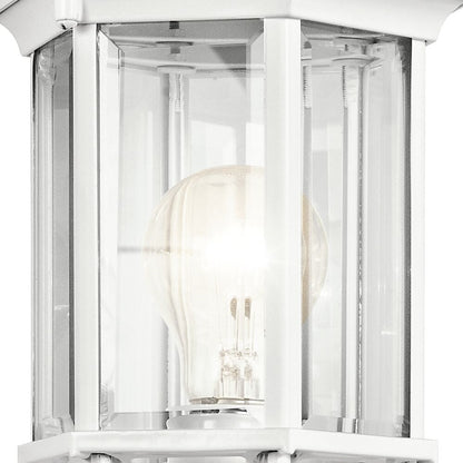 Kichler Chesapeake 17in 1-Light Outdoor Wall Sconce | Traditional White and Clear Beveled Glass | Covered Patios & Entryways | Model 49255WH