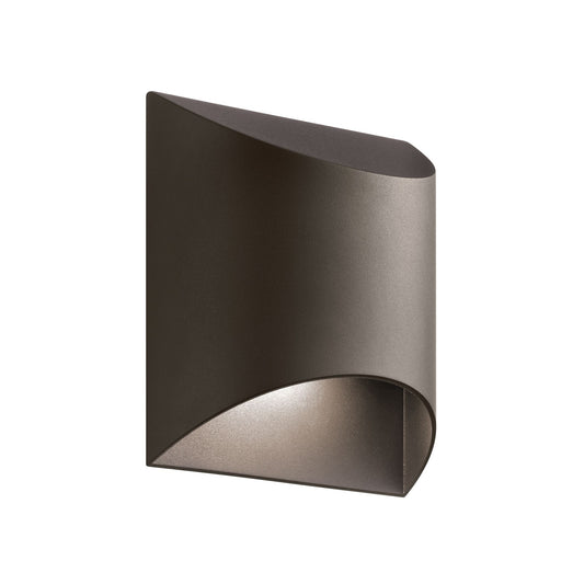 Kichler Wesley 7in 1-Light Outdoor Wall Sconce | Modern Textured Architectural Bronze and Etched Glass | Entryway & Porch | Model 49278AZTLED