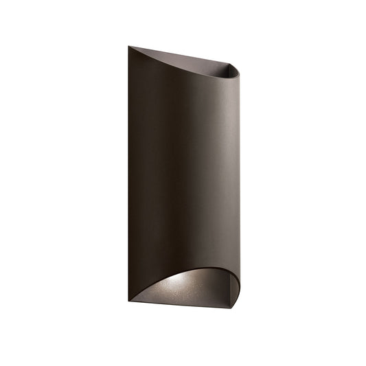 Kichler Wesley 14in 2-Light Outdoor Wall Sconce | Contemporary Textured Architectural Bronze and Clear Etched Glass | Covered | Model 49279AZTLED
