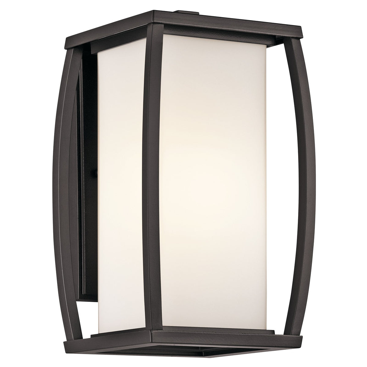 Kichler Bowen 1-Light Outdoor Wall Sconce | Transitional Architectural Bronze and Satin Etched Opal Glass | Entryway & Covered Patio | Model 49337AZ