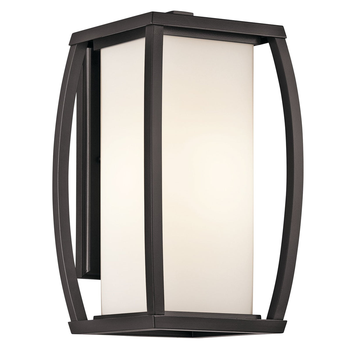 Kichler Bowen 16in 1-Light Outdoor Wall Sconce | Architectural Bronze and Satin Etched Opal Glass | Covered Patios & Entryways | Model 49338AZ