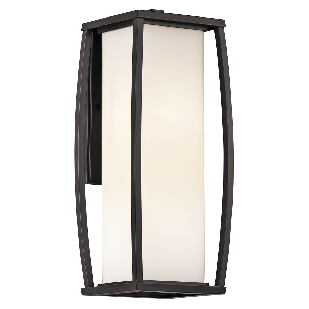 Kichler Bowen 2-Light Outdoor Wall Sconce | Transitional Architectural Bronze Cast Aluminum & Satin Etched Opal Glass | Entryway | Model 49339AZ