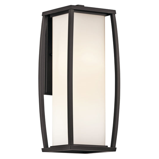 Kichler Bowen 2-Light Outdoor Wall Sconce | Transitional Architectural Bronze Cast Aluminum & Satin Etched Opal Glass | Entryway | Model 49339AZ