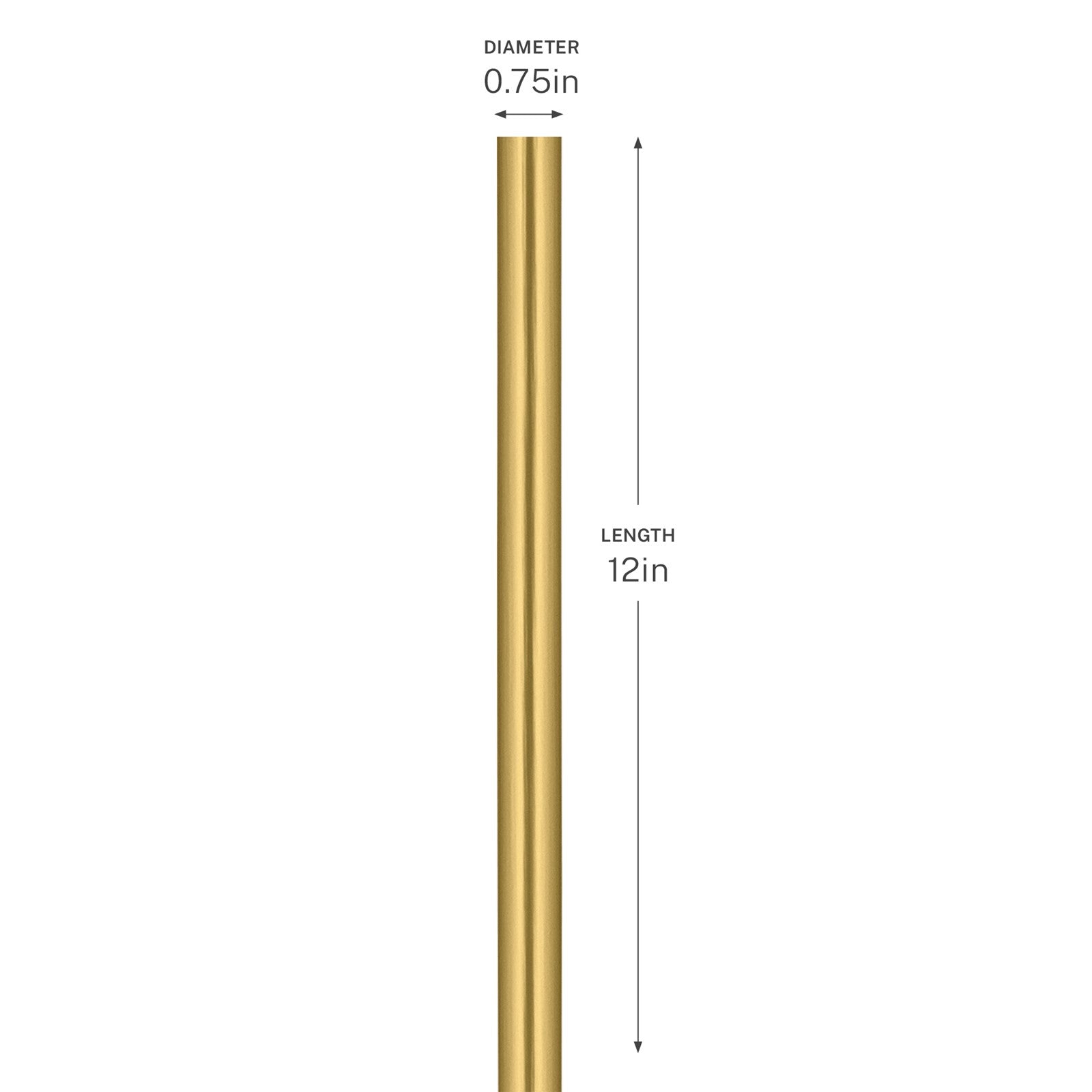Kichler Accessory 12in Stem | Brushed Gold Steel | Lighting Accessory for Pendants & Chandeliers | D 12 in | Model 4935BG