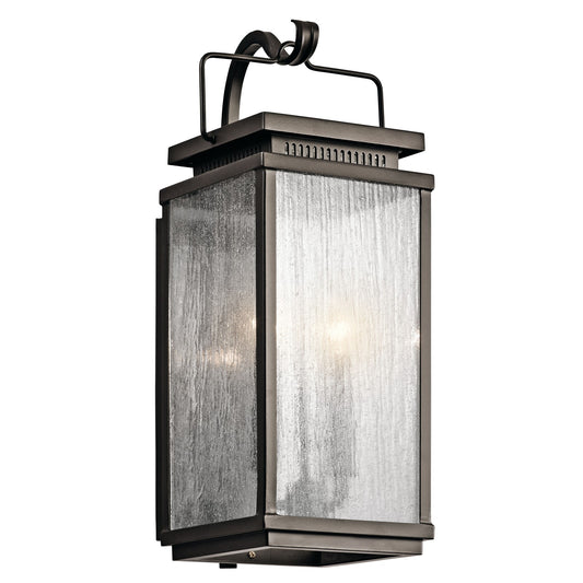 Kichler Manningham 2-Light Outdoor Wall Light | Traditional Olde Bronze and Clear Seeded Glass | Entryway & Garage | 8 x 19 in | Model 49385OZ