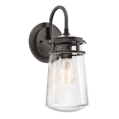 Kichler Lyndon 15in 1-Light Outdoor Wall Sconce | Transitional Architectural Bronze Aluminum and Clear Seeded Glass | Entryway | Model 49445AZ