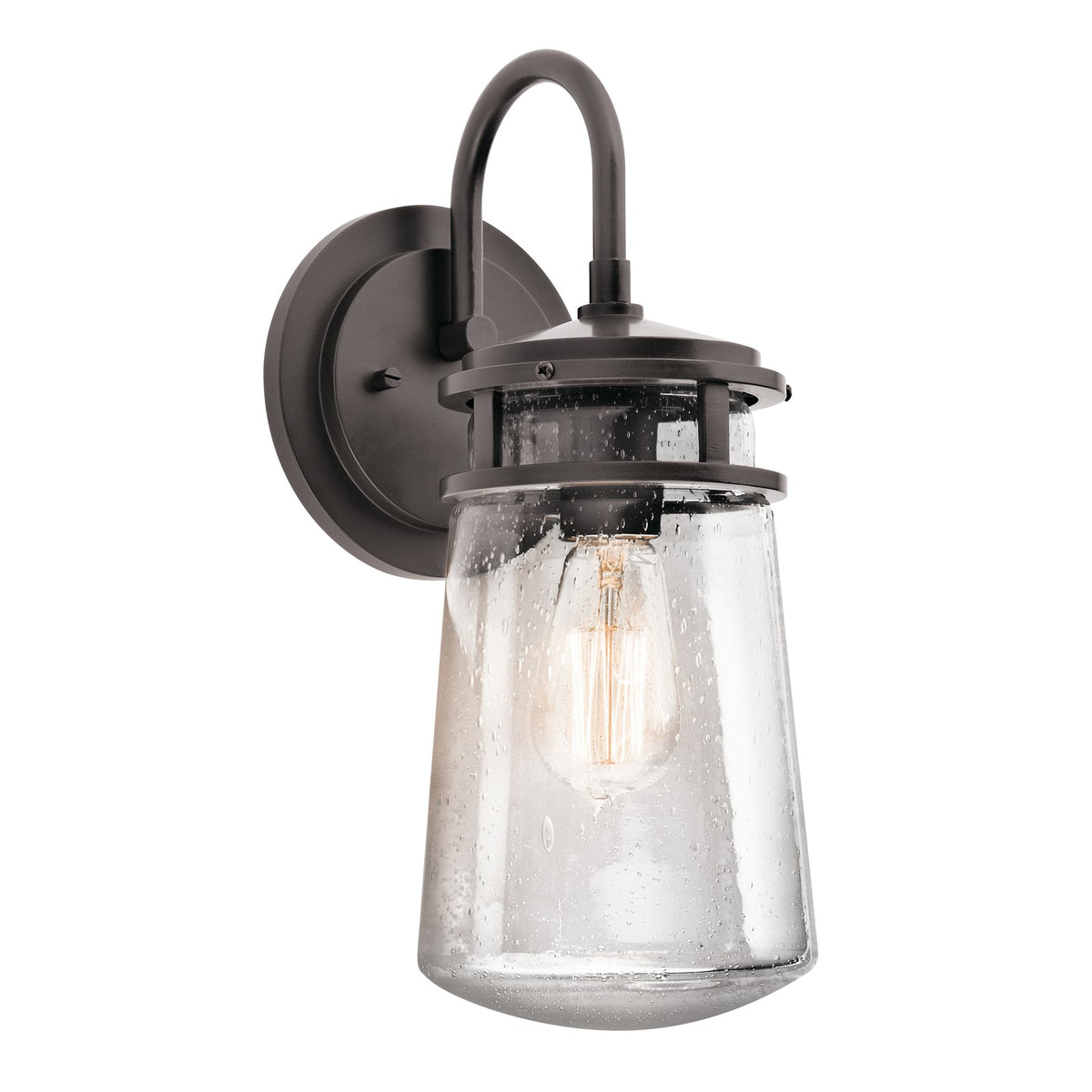 Kichler Lyndon 15in 1-Light Outdoor Wall Sconce | Transitional Architectural Bronze Aluminum and Clear Seeded Glass | Entryway | Model 49445AZ