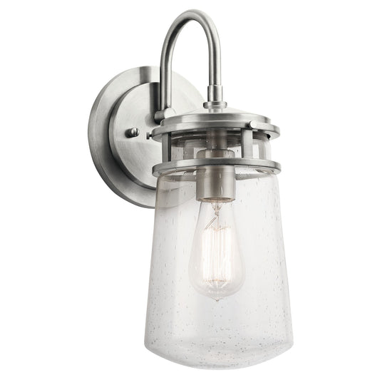 Kichler Lyndon 6in 1-Light Outdoor Wall Light | Transitional Brushed Aluminum and Clear Seeded Glass | Entryway & Covered Patio | Model 49445BA