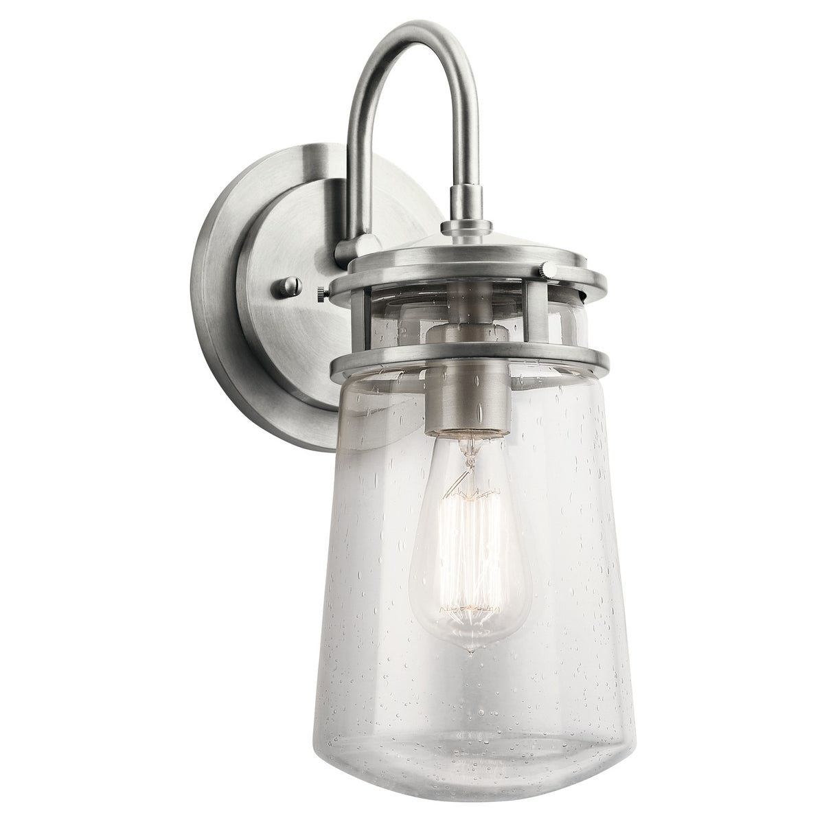Kichler Lyndon 6in 1-Light Outdoor Wall Light | Transitional Brushed Aluminum and Clear Seeded Glass | Entryway & Covered Patio | Model 49445BA