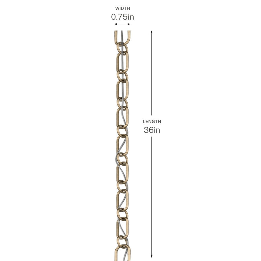 Kichler Accessory 36in Round Decorative Chain | Steel Champagne Bronze | Extend Pendant & Chandelier Height | 36 x 0.75 in | Model 4945CPZ
