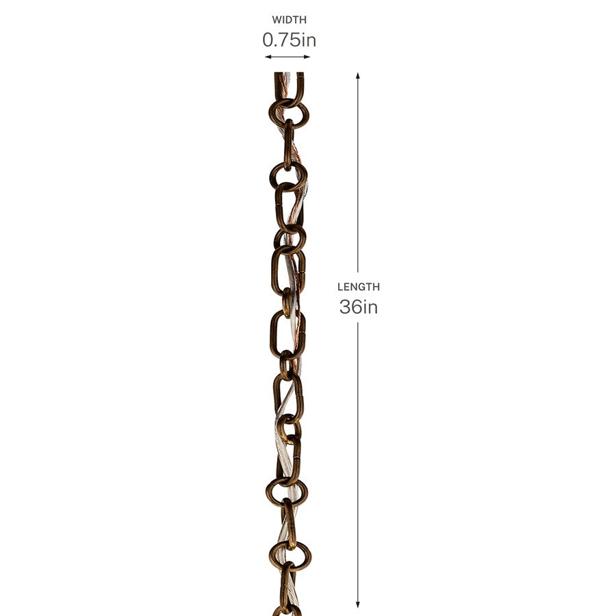 Kichler 36in Round Decorative Chain | Lacquered Bronze Steel | Ceiling Fan Extension | 36 x 0.75 in | Model 4945LBZ