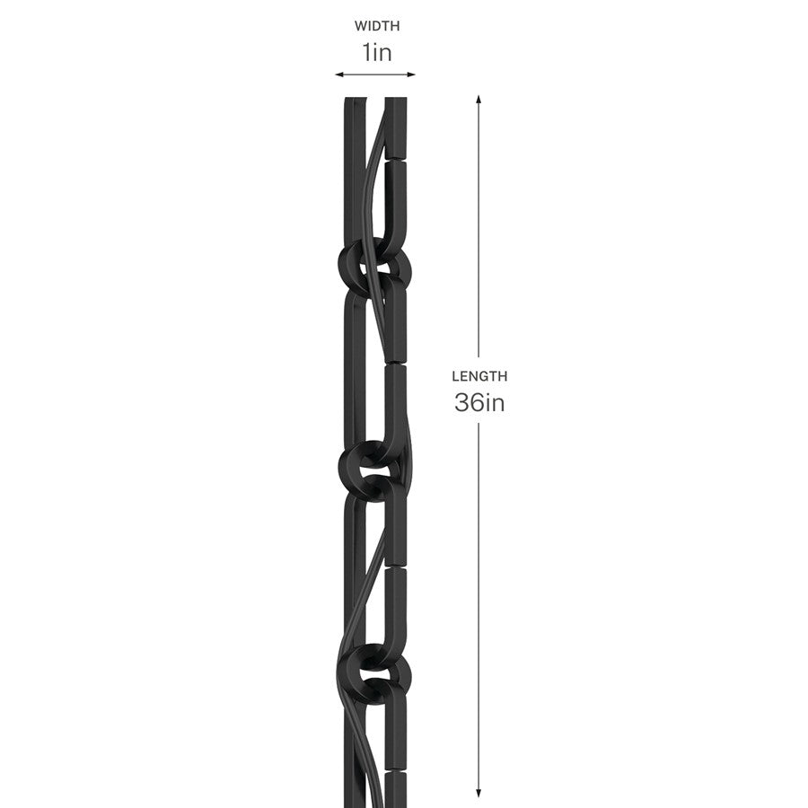 Kichler Accessory 36in Square Decorative Chain | Black Steel | Pendant & Chandelier Extension | 36 in L x 1 in W | Model 4946BK