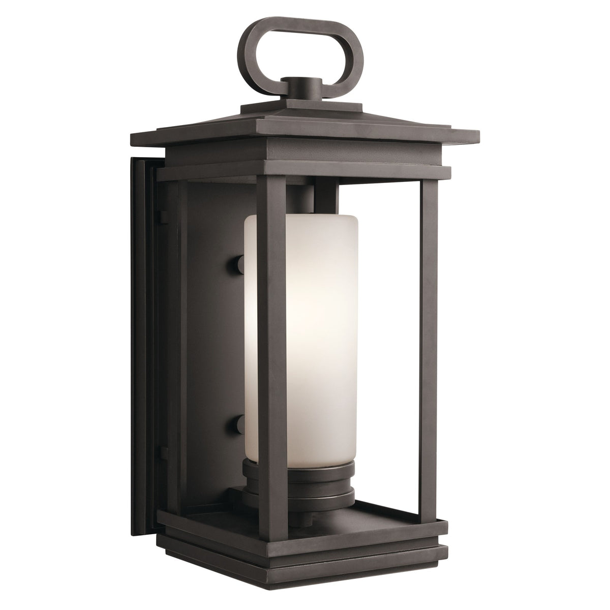 Kichler South Hope 20in 1-Light Outdoor Wall Sconce | Transitional Rubbed Bronze Aluminum and Satin Etched Opal Glass | Covered Porch | Model 49476RZ