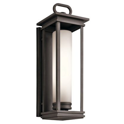 Kichler South Hope 28in 2-Light Outdoor Wall Sconce | Transitional Rubbed Bronze and Satin Etched Opal Glass | Covered Porch | Model 49499RZ