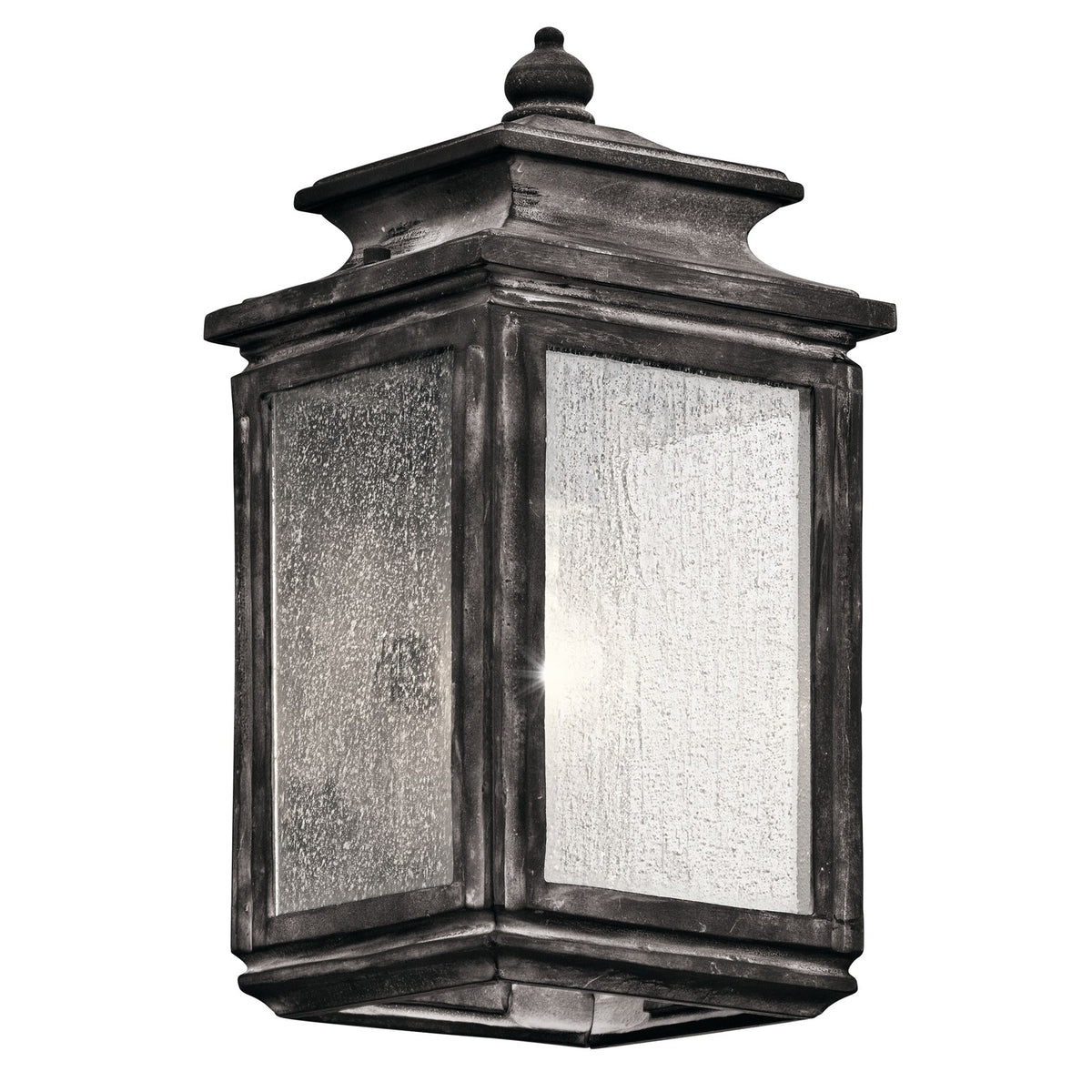 Kichler Wiscombe Park 6in 1-Light Outdoor Wall Sconce | Industrial Weathered Zinc and Clear Seeded Glass | Covered Patios | Model 49501WZC