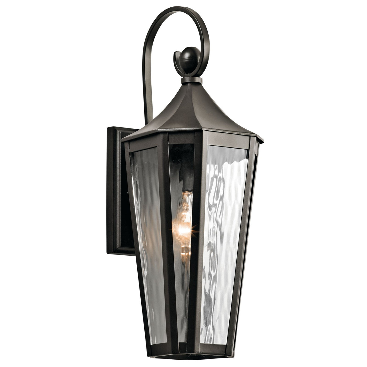 Kichler Rochdale 1-Light Outdoor Wall Sconce | Traditional Olde Bronze Aluminum and Vertical Rain Glass | Covered Patio & Entryway | Model 49512OZ
