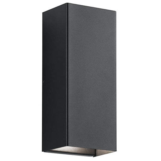 Kichler Walden 12in 2-Light Outdoor Wall Sconce | Contemporary Textured Black and Clear Etched Glass | Entryway & Garage | Model 49551BKTLED