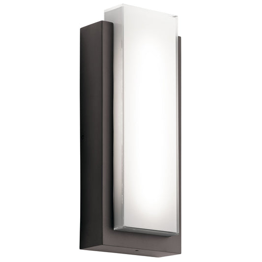 Kichler Dahlia 8in 2-Light LED Outdoor Wall Sconce | Contemporary Architectural Bronze and White Glass | Covered Patio & Entryway | Model 49557AZLED