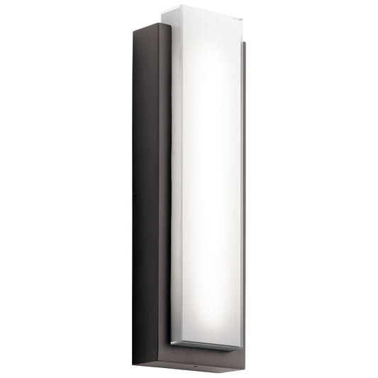 Kichler Dahlia 8in 2-Light LED Outdoor Wall Sconce | Contemporary Architectural Bronze and White Glass | Entryway & Covered Patio | Model 49558AZLED