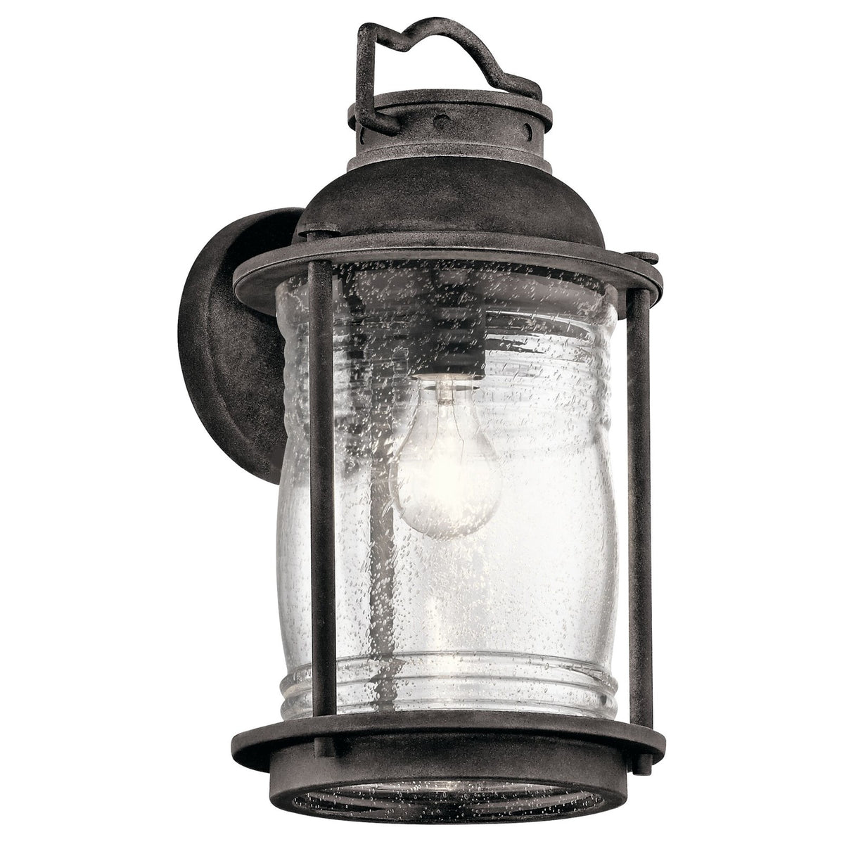 Kichler Ashland Bay 16in 1-Light Outdoor Wall Sconce | Weathered Zinc Aluminum | Covered Patio & Entryway | 8.75 x 16 x 9.5 in | Model 49571WZC