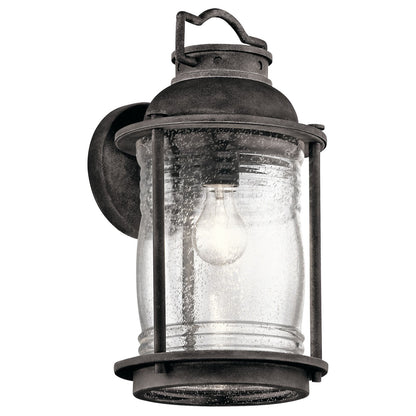 Kichler Ashland Bay 16in 1-Light Outdoor Wall Sconce | Weathered Zinc Aluminum | Covered Patio & Entryway | 8.75 x 16 x 9.5 in | Model 49571WZC