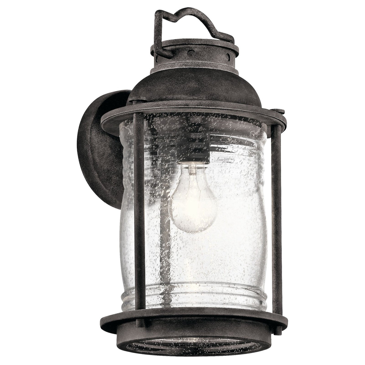 Kichler Ashland Bay 16in 1-Light Outdoor Wall Sconce | Weathered Zinc Aluminum | Covered Patio & Entryway | 8.75 x 16 x 9.5 in | Model 49571WZC