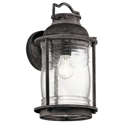 Kichler Ashland Bay 16in 1-Light Outdoor Wall Sconce | Weathered Zinc Aluminum | Covered Patio & Entryway | 8.75 x 16 x 9.5 in | Model 49571WZC