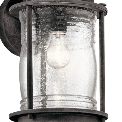 Kichler Ashland Bay 16in 1-Light Outdoor Wall Sconce | Weathered Zinc Aluminum | Covered Patio & Entryway | 8.75 x 16 x 9.5 in | Model 49571WZC