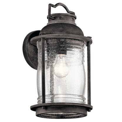 Kichler Ashland Bay 16in 1-Light Outdoor Wall Sconce | Weathered Zinc Aluminum | Covered Patio & Entryway | 8.75 x 16 x 9.5 in | Model 49571WZC