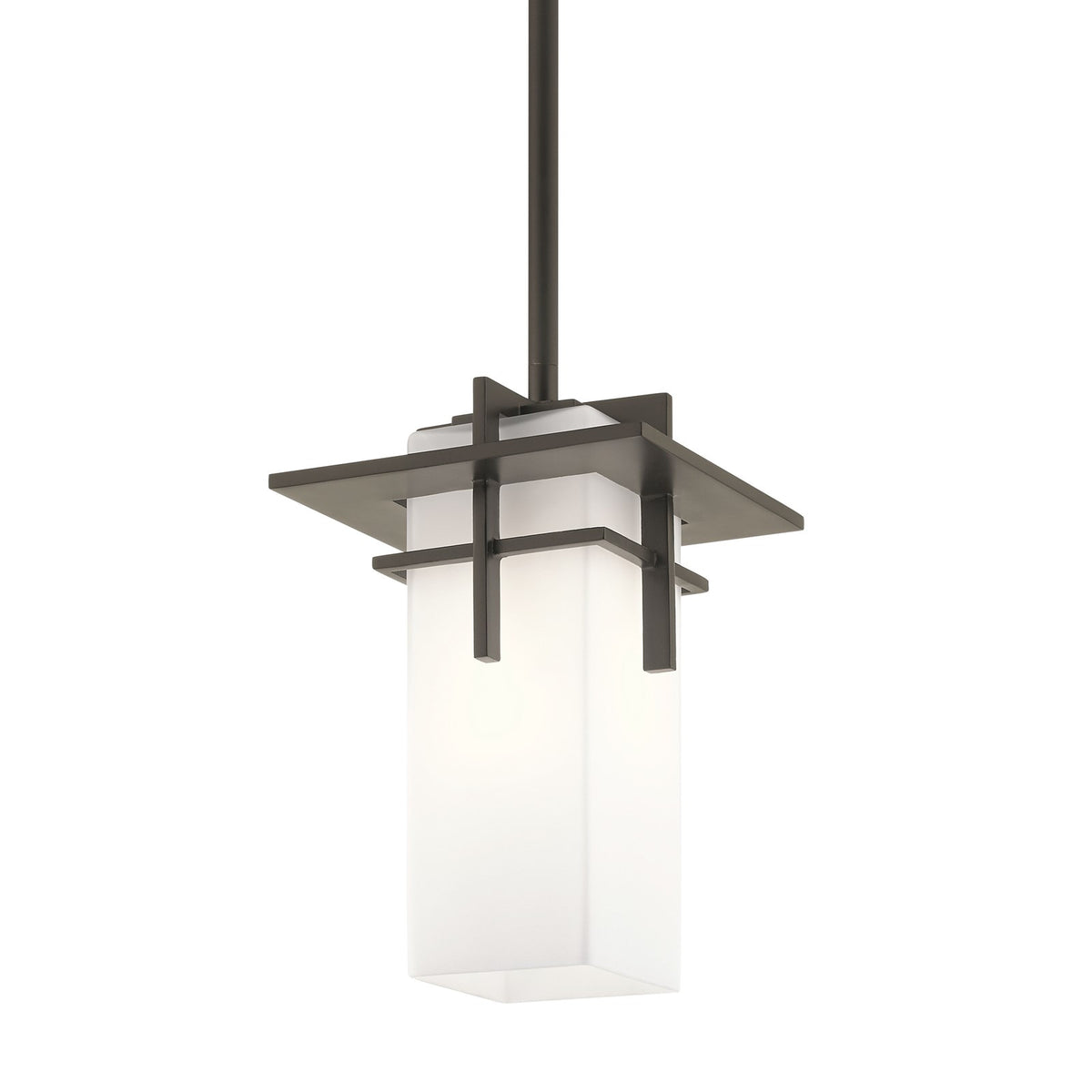 Kichler Caterham 6.5in 1-Light Mini Pendant | Olde Bronze and Satin Etched Opal Glass | Kitchen Island & Dining Room | 6.5 x 10 in | Model 49640OZ