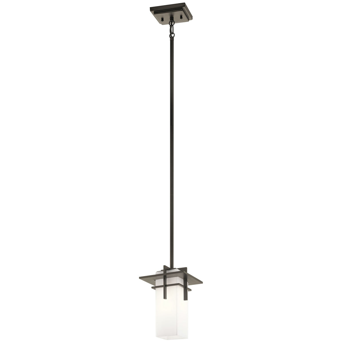 Kichler Caterham 6.5in 1-Light Mini Pendant | Olde Bronze and Satin Etched Opal Glass | Kitchen Island & Dining Room | 6.5 x 10 in | Model 49640OZ