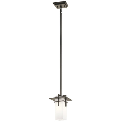 Kichler Caterham 6.5in 1-Light Mini Pendant | Olde Bronze and Satin Etched Opal Glass | Kitchen Island & Dining Room | 6.5 x 10 in | Model 49640OZ