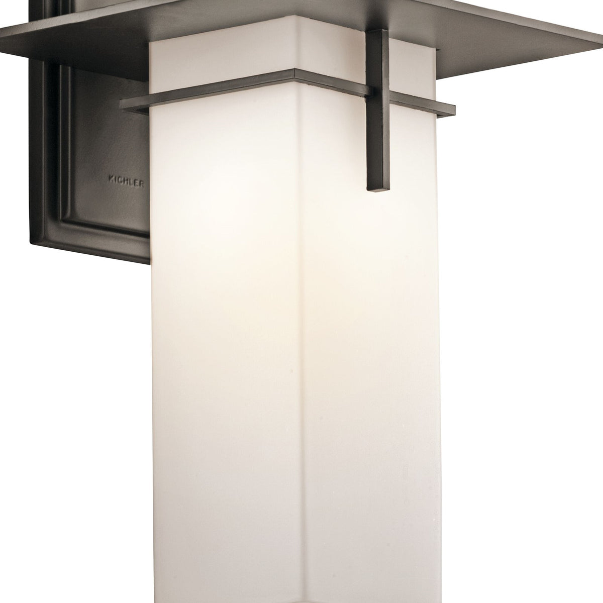 Kichler Caterham 1-Light Outdoor Wall Sconce | Contemporary Olde Bronze and Satin Etched Opal Glass | Covered Patio & Entryway | Model 49644OZ