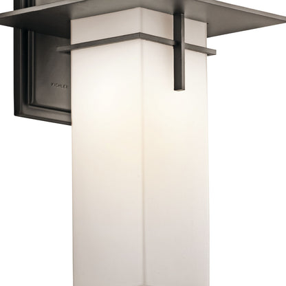 Kichler Caterham 1-Light Outdoor Wall Sconce | Contemporary Olde Bronze and Satin Etched Opal Glass | Covered Patio & Entryway | Model 49644OZ