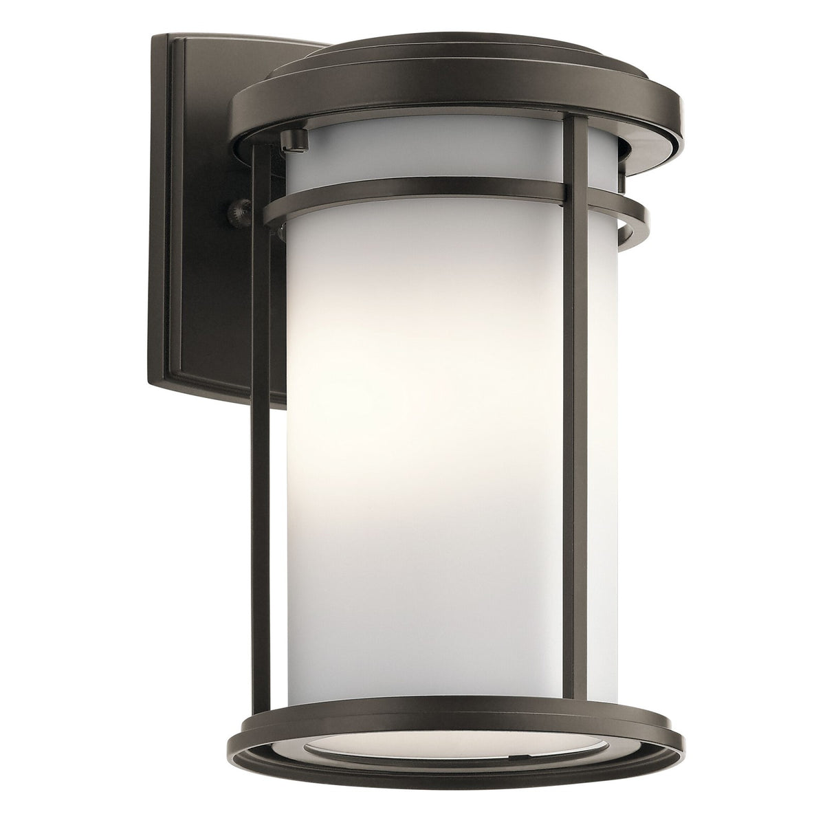 Kichler Toman 6in 1-Light Outdoor Wall Sconce | Olde Bronze Aluminum and Satin Etched Cased Opal Glass | Covered Patios & Entryways | Model 49686OZ