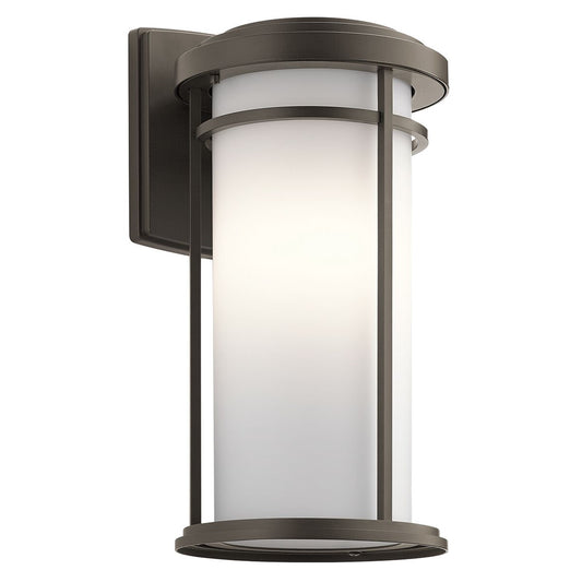 Kichler Toman 20in 1-Light Outdoor Wall Sconce | Arts & Crafts Olde Bronze and Satin Etched Opal Glass | Entryway & Covered Porch | Model 49688OZ