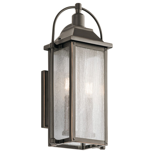 Kichler Harbor Row 2-Light Outdoor Wall Lantern | Traditional Olde Bronze and Clear Seeded Glass | Entryway & Covered Patio | Model 49714OZ