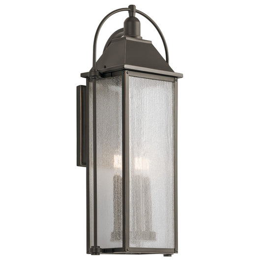 Kichler Harbor Row 12in 4-Light Outdoor Wall Lantern | Traditional Olde Bronze and Clear Seeded Glass | Covered Patio & Entryway | Model 49716OZ