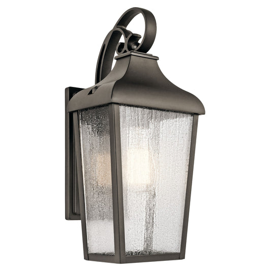 Kichler Forestdale 7in 1-Light Outdoor Wall Sconce | Traditional Olde Bronze and Clear Seeded Glass | Covered Patio & Entryway | Model 49735OZ