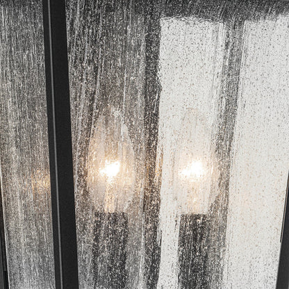 Kichler Forestdale 2-Light Outdoor Wall Sconce | Traditional Textured Black and Clear Seeded Glass | Covered Patio & Entryway | Model 49736BKT