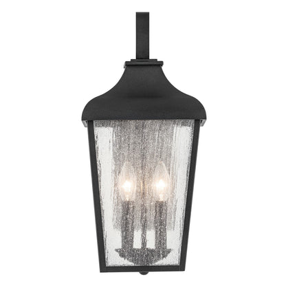 Kichler Forestdale 2-Light Outdoor Wall Sconce | Traditional Textured Black and Clear Seeded Glass | Covered Patio & Entryway | Model 49736BKT