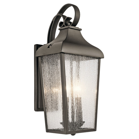 Kichler Forestdale 18.5in 2-Light Outdoor Wall Sconce | Traditional Olde Bronze and Clear Seeded Glass | Covered Patio & Entryway | Model 49736OZ