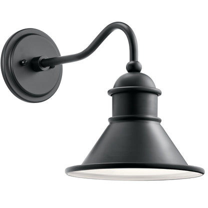 Kichler Northland 12in 1-Light Outdoor Wall Sconce | Rustic Matte Black and White Inner | Covered Porch & Entryway | 12 x 10 x 12 in | Model 49775BK