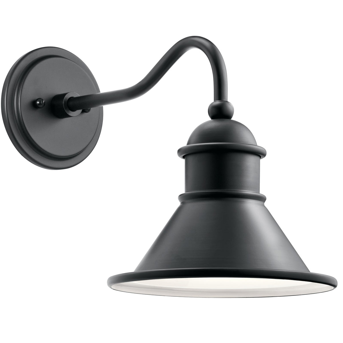 Kichler Northland 12in 1-Light Outdoor Wall Sconce | Rustic Matte Black and White Inner | Covered Porch & Entryway | 12 x 10 x 12 in | Model 49775BK
