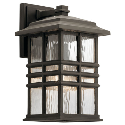 Kichler Beacon Square 8in 1-Light Outdoor Wall Light | Arts & Crafts Olde Bronze and Clear Hammered Glass | Entryway & Covered Patio | Model 49830OZ