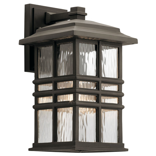 Kichler Beacon Square 8in 1-Light Outdoor Wall Light | Arts & Crafts Olde Bronze and Clear Hammered Glass | Entryway & Covered Patio | Model 49830OZ