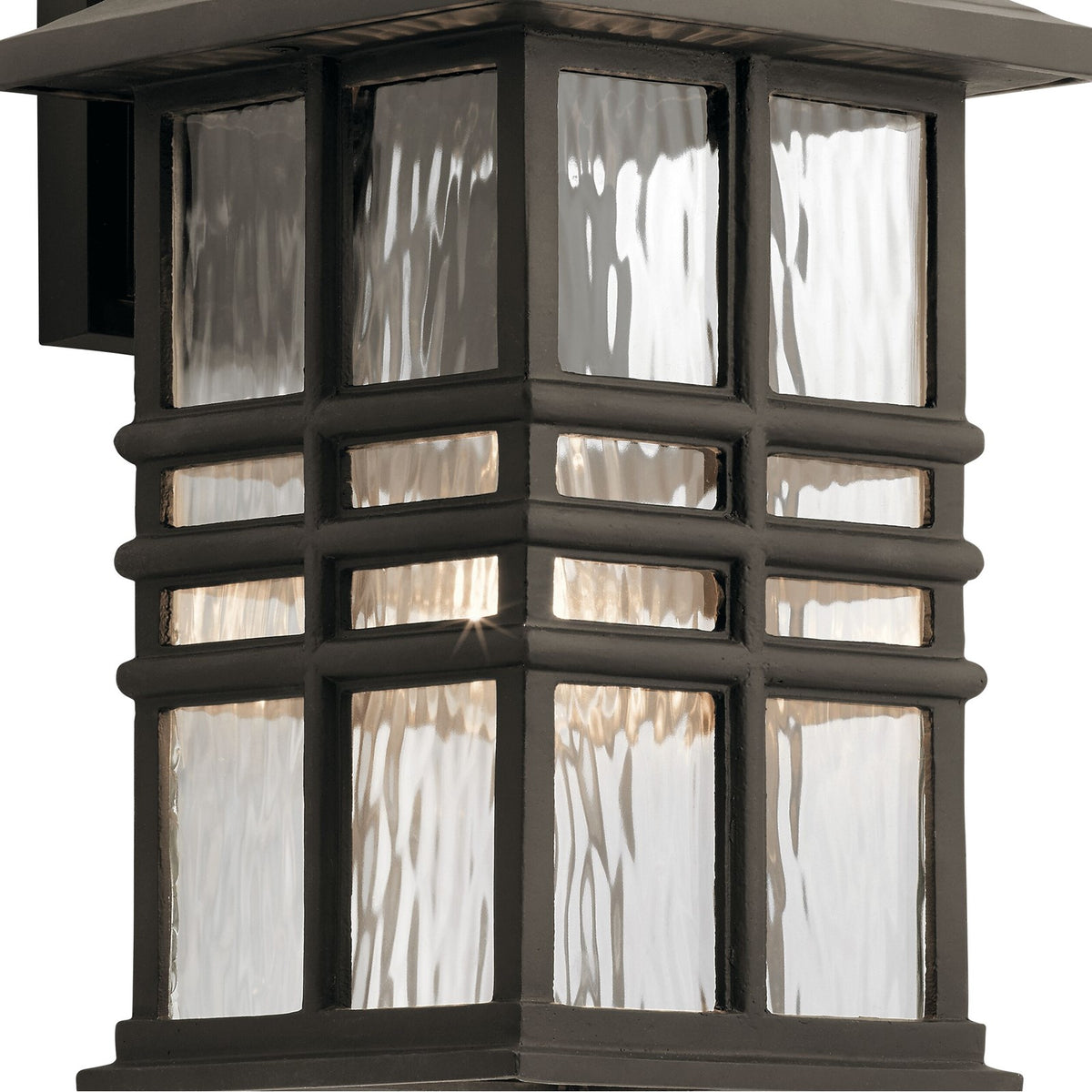 Kichler Beacon Square 8in 1-Light Outdoor Wall Light | Arts & Crafts Olde Bronze and Clear Hammered Glass | Entryway & Covered Patio | Model 49830OZ