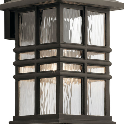 Kichler Beacon Square 8in 1-Light Outdoor Wall Light | Arts & Crafts Olde Bronze and Clear Hammered Glass | Entryway & Covered Patio | Model 49830OZ